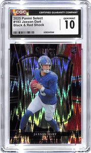 2025 Select Jaxson Dart Rookie RC Black Red Shock CGC 10 Giants