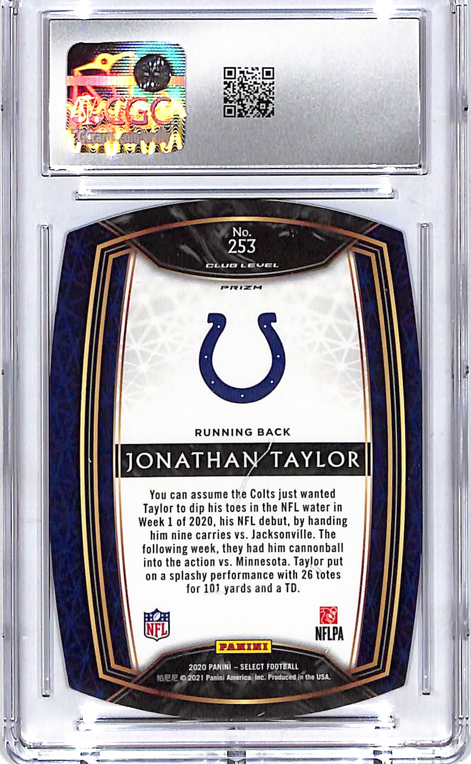 2020 Select Jonathan Taylor Rookie RC Light Blue Die Cut CGC 10 Colts