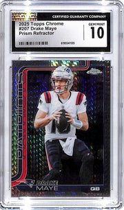 2025 Topps Chrome Drake Maye Prism Refractor CGC 10 Patriots
