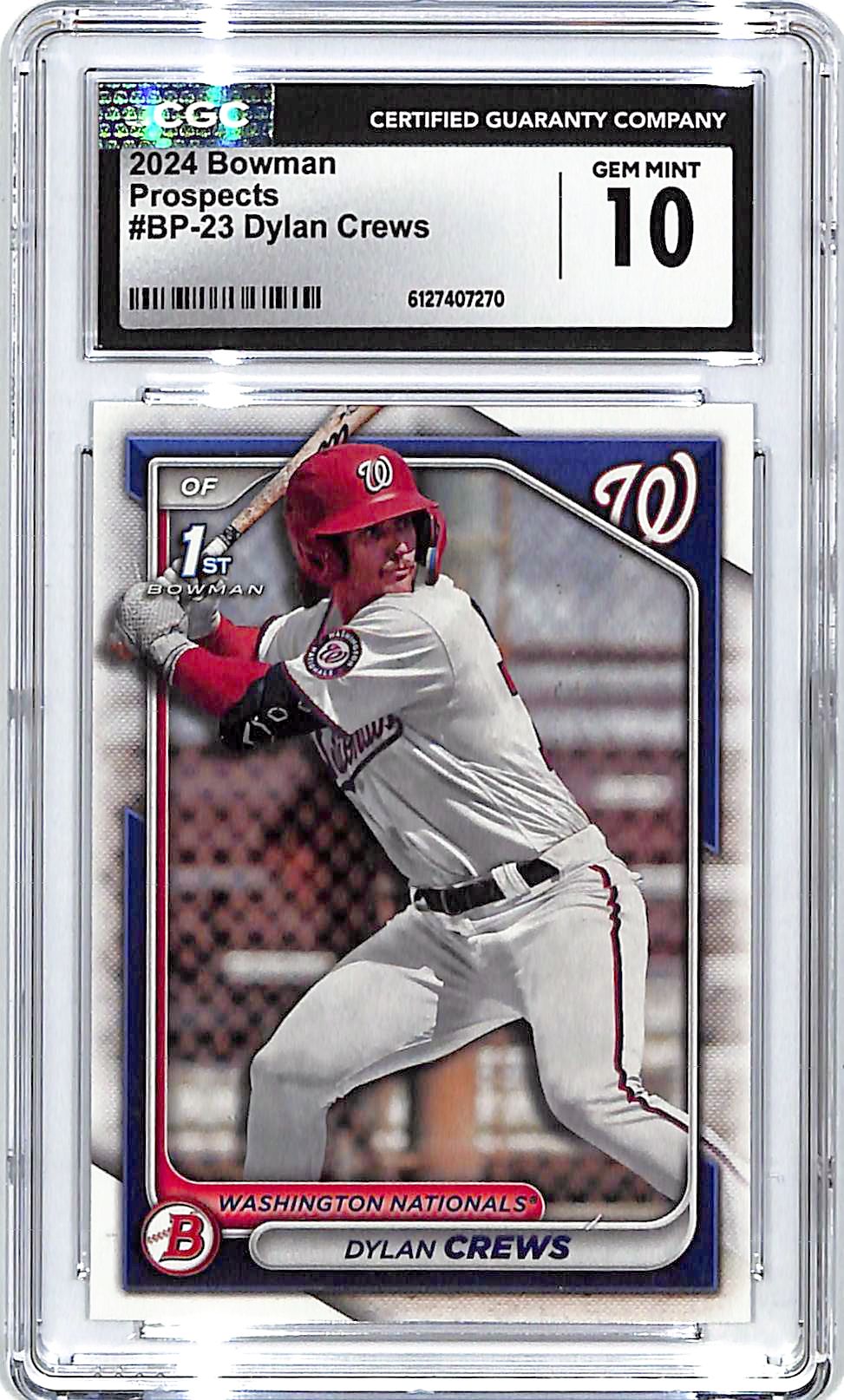 2024 Bowman Dylan Crews Prospects BP-23 Rookie CGC 10 Nationals