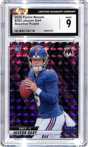 2025 Mosaic Jaxson Dart Rookie RC Purple Reactive CGC 9 Giants