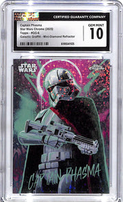 2025 Topps Star Wars Chrome Captain Phasma Galactic Graffiti Mini Diamond Refractor CGC 10 /50