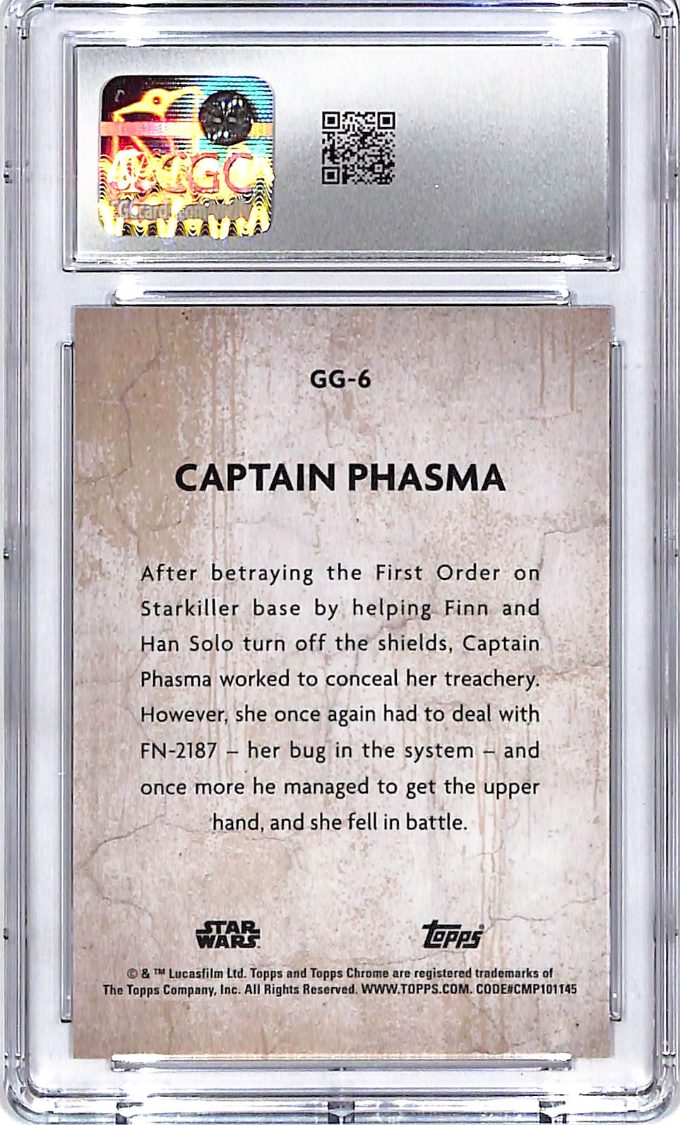 2025 Topps Star Wars Chrome Captain Phasma Galactic Graffiti Mini Diamond Refractor CGC 10 /50