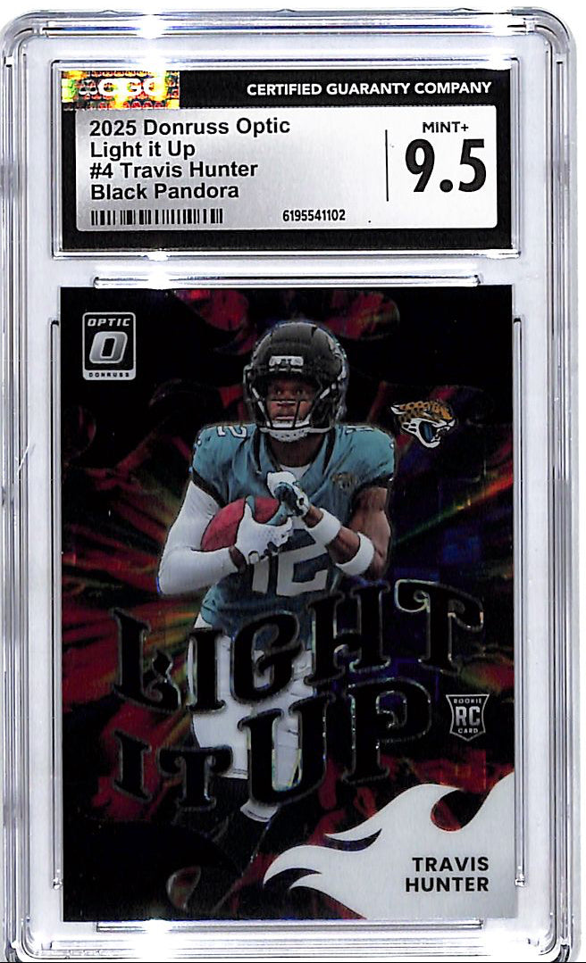 2025 Donruss Optic Travis Hunter Light It Up Rookie RC Black Pandora /149 CGC 9.5 Jaguars
