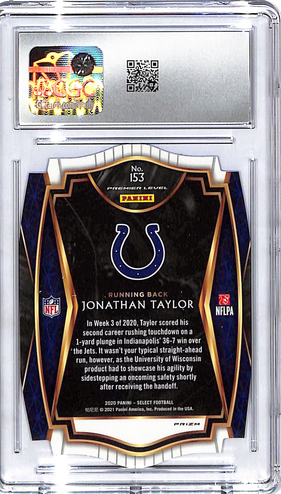 2020 Select Jonathan Taylor Rookie RC Blue Die Cut CGC 10 Colts