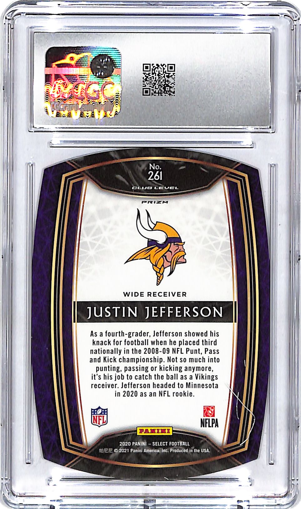 2020 Select Justin Jefferson Rookie RC Orange Die Cut CGC 10 Vikings