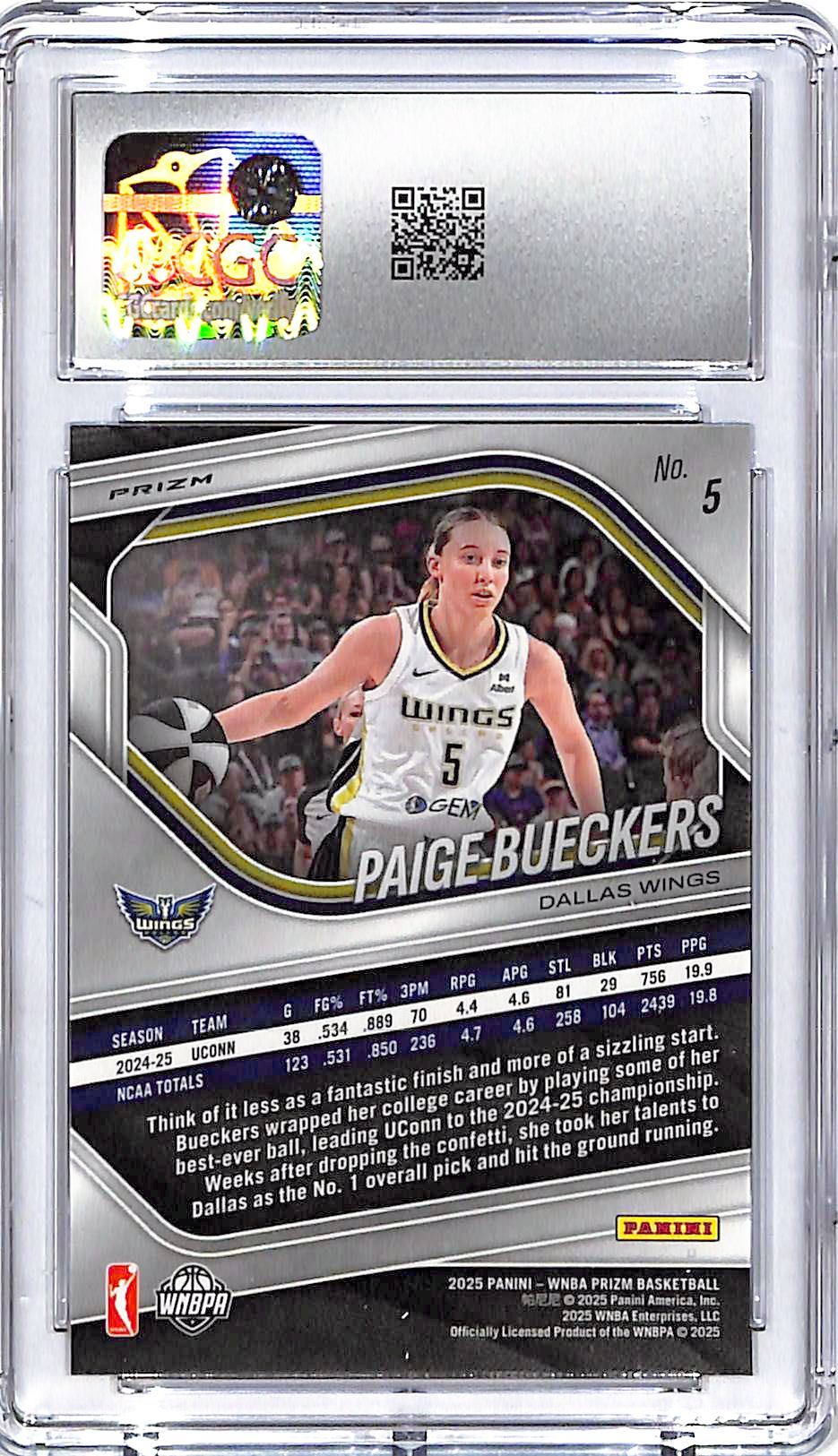 2025 Prizm WNBA Paige Bueckers Rookie RC White Seismic CGC 10 Wings