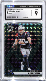 2025 Mosaic Drake Maye Green #28 CGC 9 Patriots