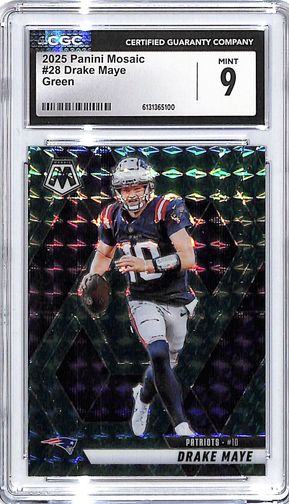 2025 Mosaic Drake Maye Green #28 CGC 9 Patriots