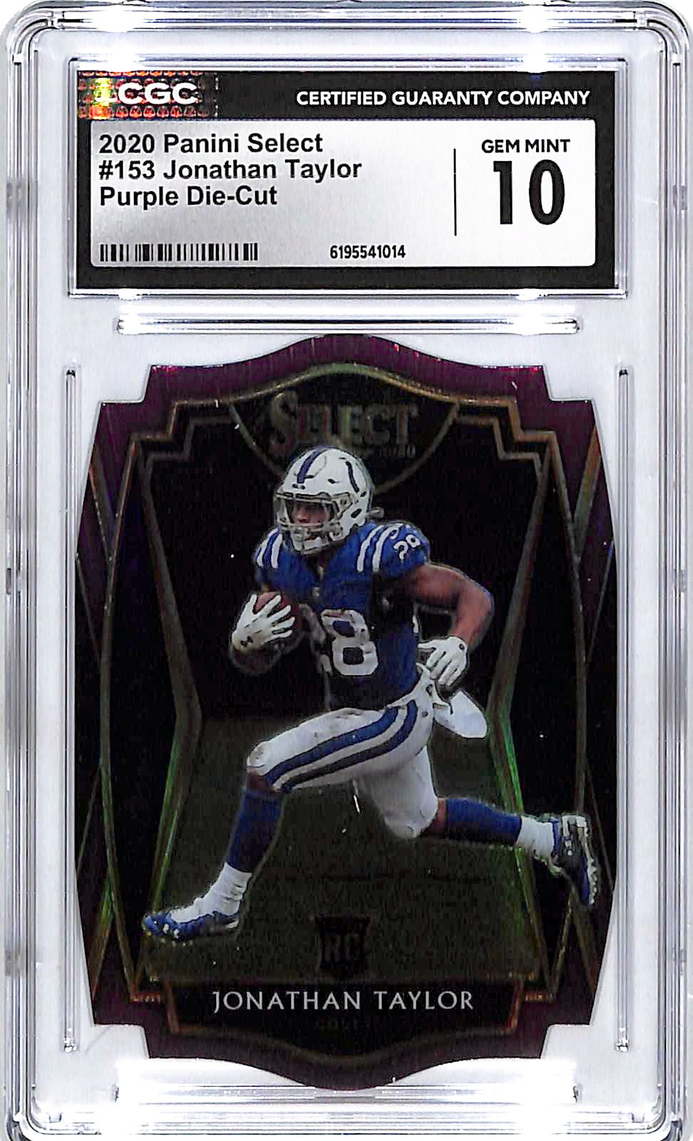 2020 Select Jonathan Taylor Rookie RC Purple Die Cut CGC 10 Colts