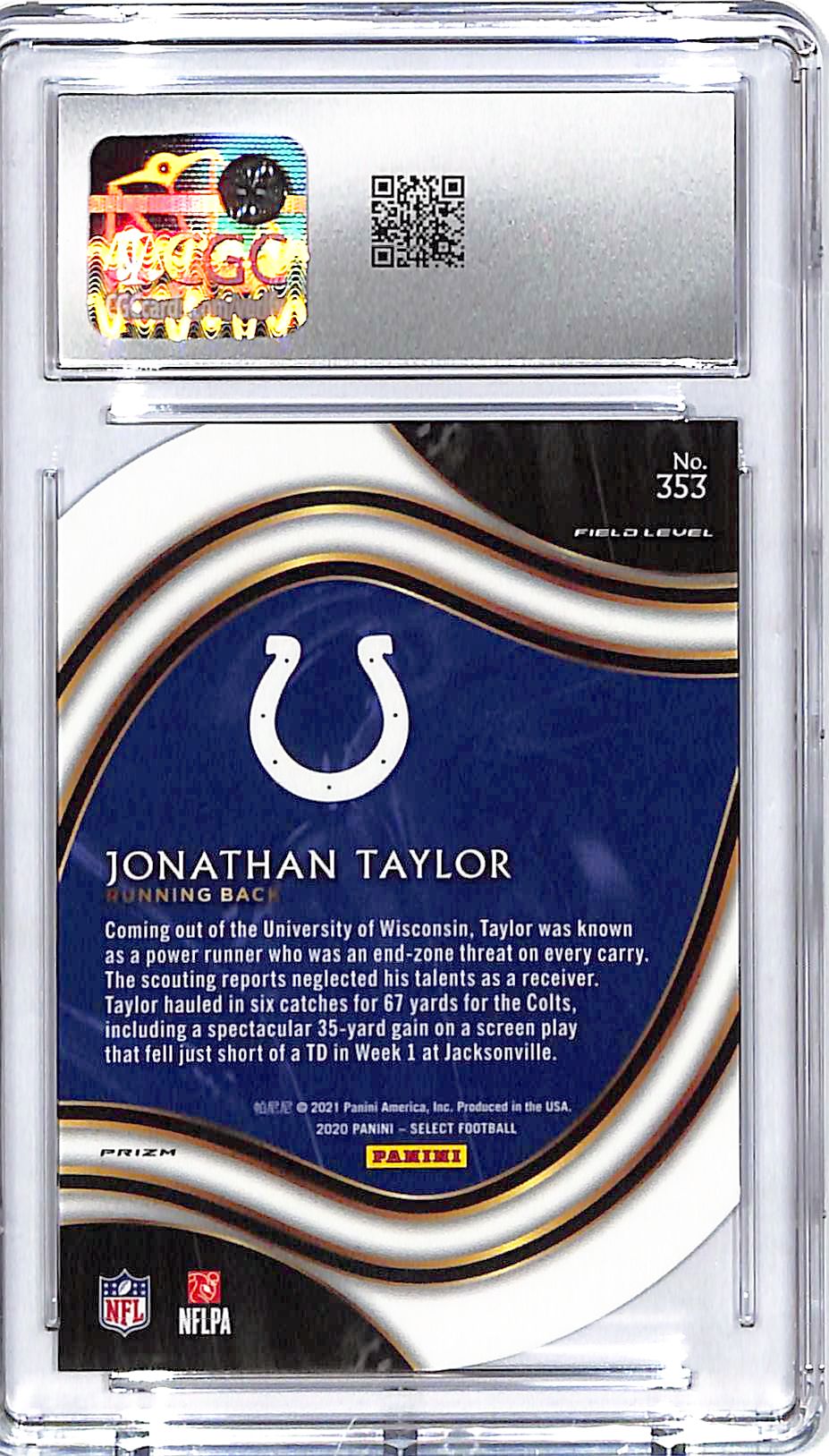 2020 Select Jonathan Taylor Rookie RC White Die Cut Field Level CGC 10 Colts