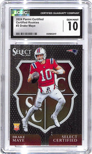 2024 Select Drake Maye Certified Rookie RC #3 CGC 10 Patriots