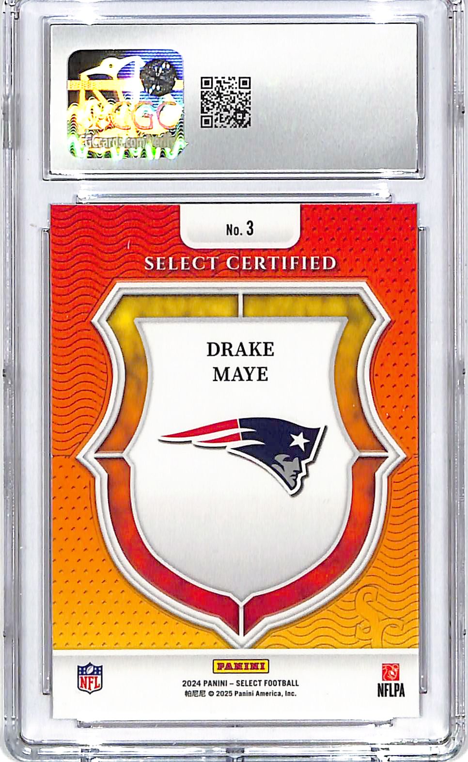 2024 Select Drake Maye Certified Rookie RC #3 CGC 10 Patriots