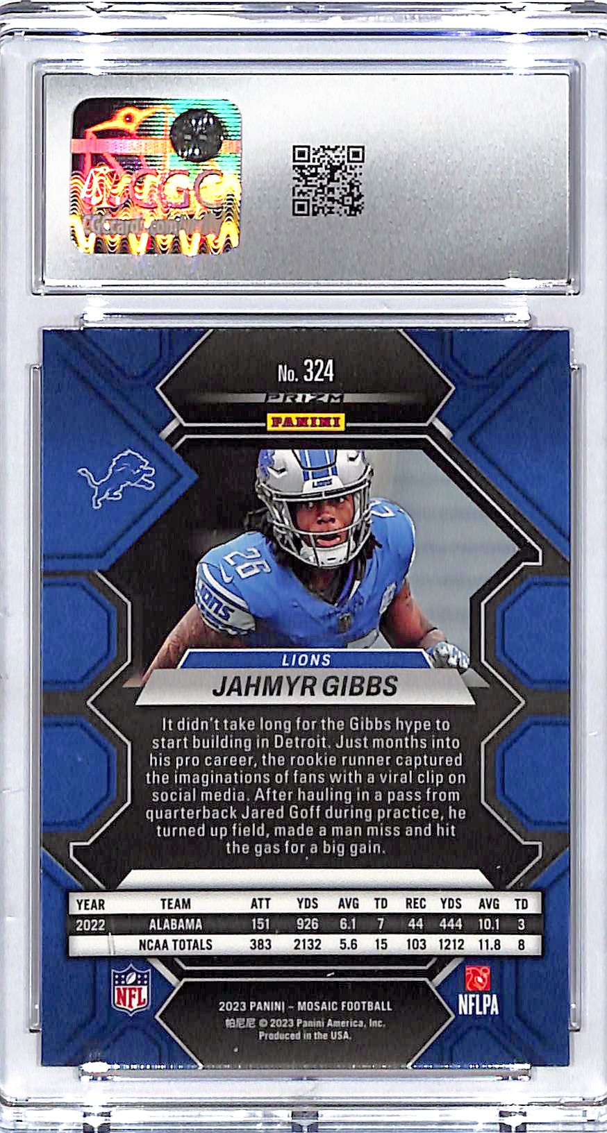 2023 Mosaic Jahmyr Gibbs Rookie RC Red Camo CGC 9 Lions