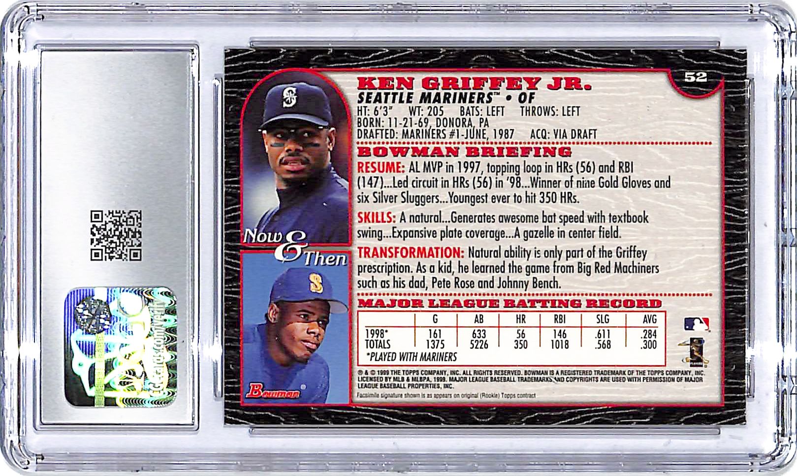 1999 Bowman Ken Griffey Jr #52 CGC 9.5 Mariners