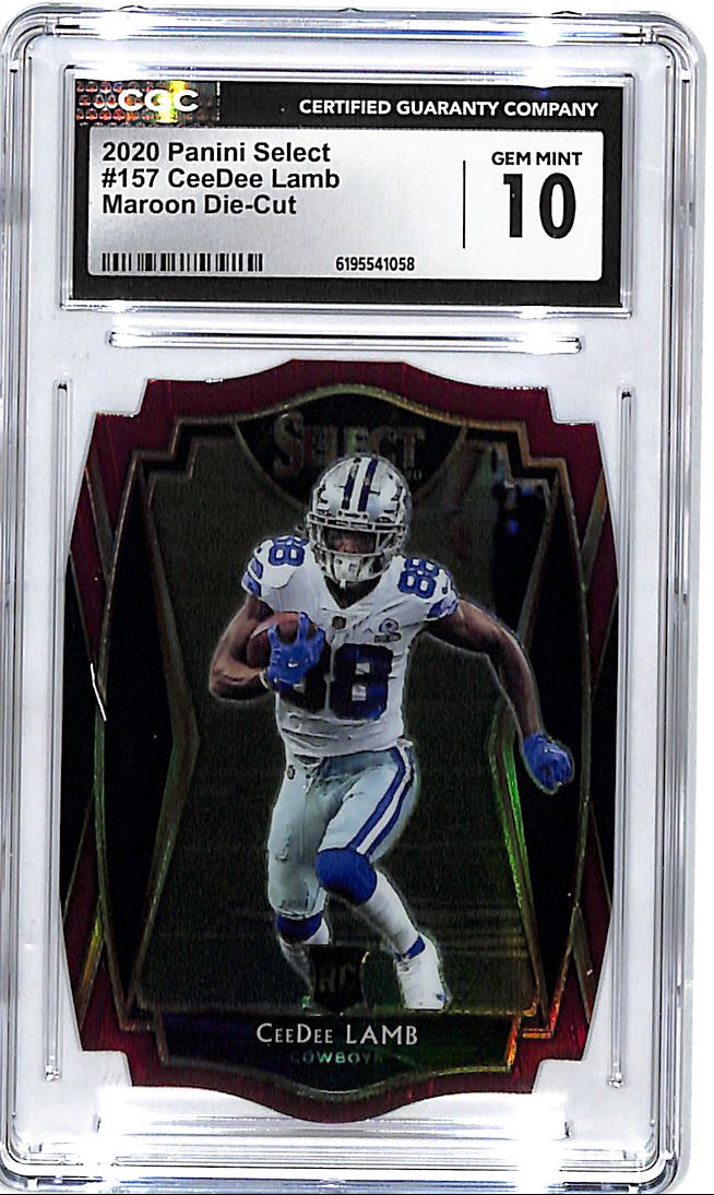 2020 Select CeeDee Lamb Rookie RC Maroon Die Cut CGC 10 Cowboys