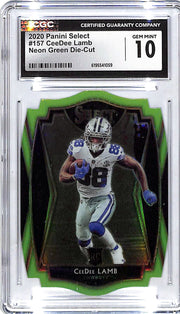2020 Select CeeDee Lamb Rookie RC Neon Green Die Cut CGC 10 Cowboys