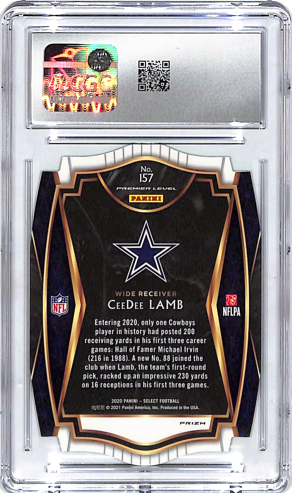 2020 Select CeeDee Lamb Rookie RC Neon Green Die Cut CGC 10 Cowboys