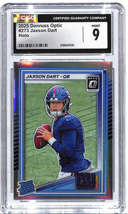 2025 Donruss Optic Jaxson Dart Rated Rookie RC Holo CGC 9 Giants
