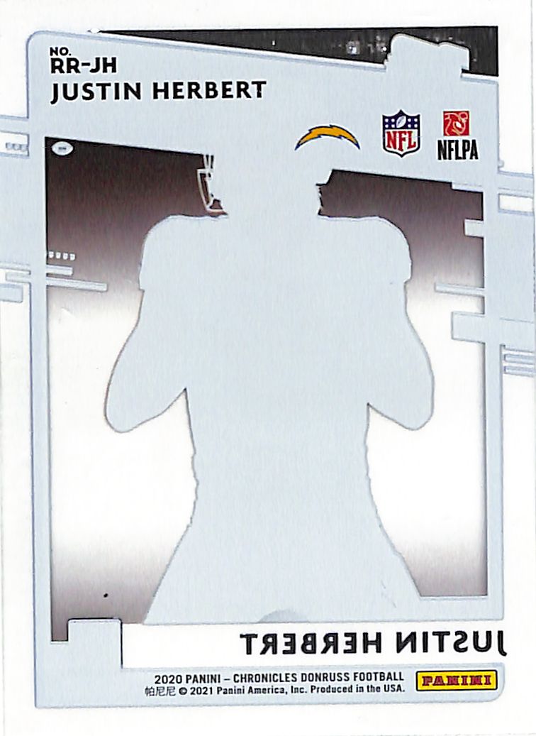 2020 Chronicles Justin Herbert Clearly Donruss Rated Rookie RC Blue /99 Chargers