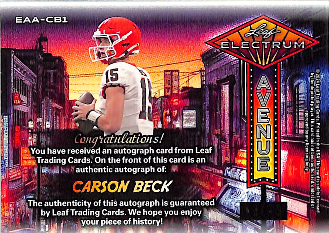2024 Leaf Electrum Carson Beck Auto Autograph Rookie RC /49 Georgia