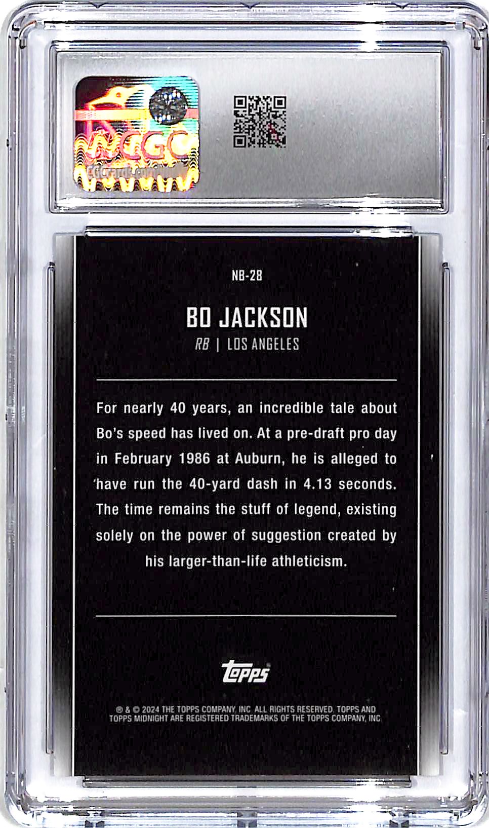 2024 Topps Midnight Bo Jackson Nightfall Summer Solstice Gold /50 CGC 9 Raiders