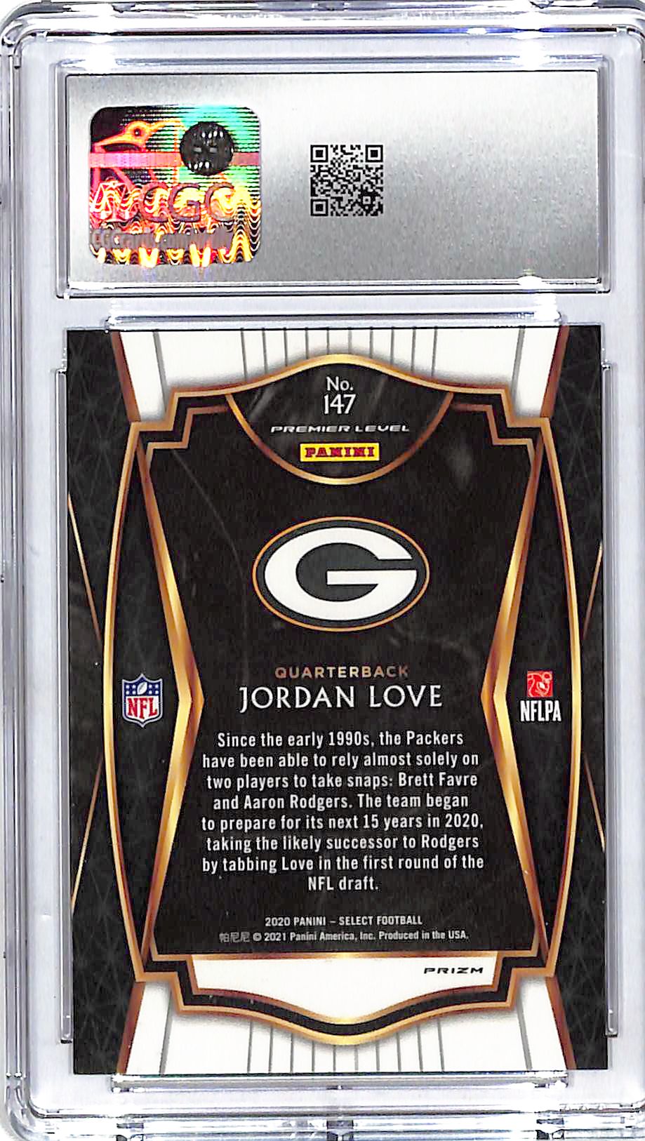 2020 Select Jordan Love Rookie RC Silver CGC 9 Packers