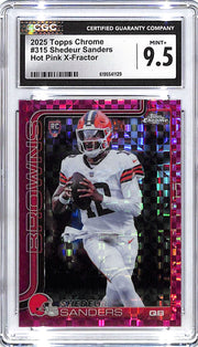 2025 Topps Chrome Shedeur Sanders Rookie RC Hot Pink Xfractor CGC 9.5 Browns