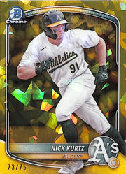 2024 Bowman Chrome Sapphire Nick Kurtz Rookie RC Yellow Refractor /75 Athletics