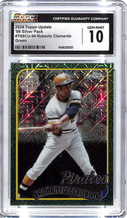 2024 Topps Update Roberto Clemente Silver Pack Green Refractor /99 CGC 10 Pirates