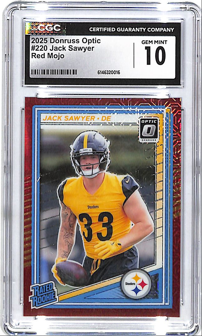 2025 Donruss Optic Jack Sawyer Rated Rookie RC Red Mojo CGC 10 Steelers