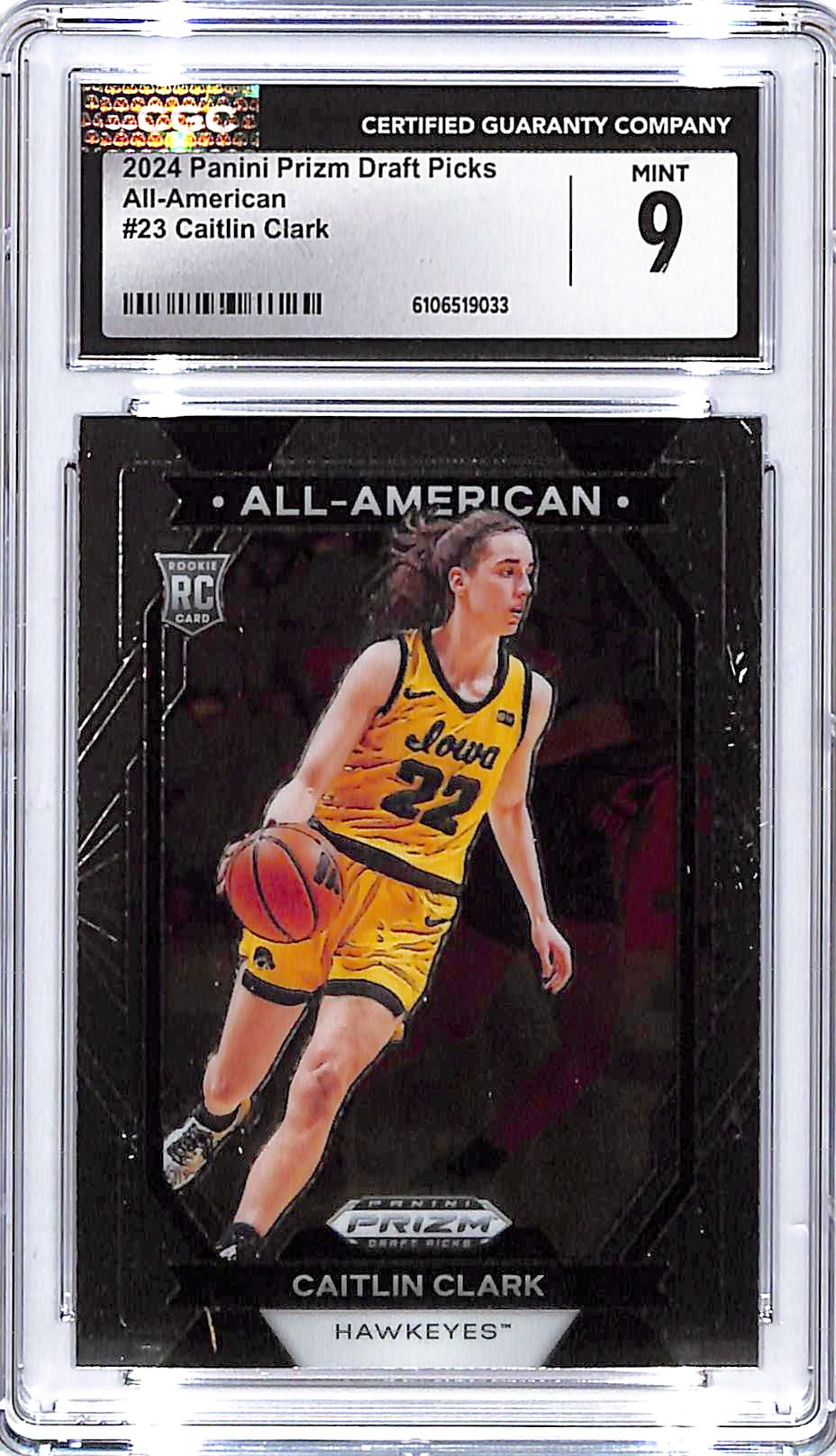 2024 Prizm Draft Picks Caitlin Clark All American Rookie RC #23 CGC 9 Iowa Hawkeyes