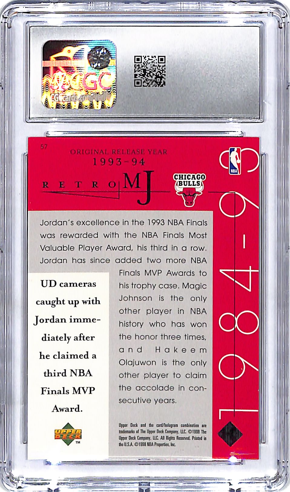 1998 Upper Deck MJ Career Collection Michael Jordan #57 CGC 9.5 Bulls