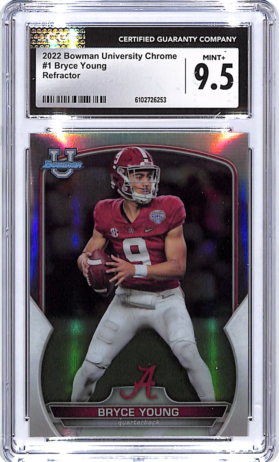 2022 Bowman Chrome University Bryce Young Rookie RC Refractor CGC 9.5 Alabama