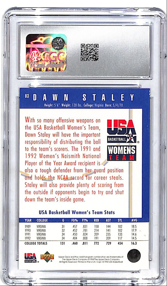 1994 Upper Deck USA Dawn Staley Gold Medal CGC 9.5 #83