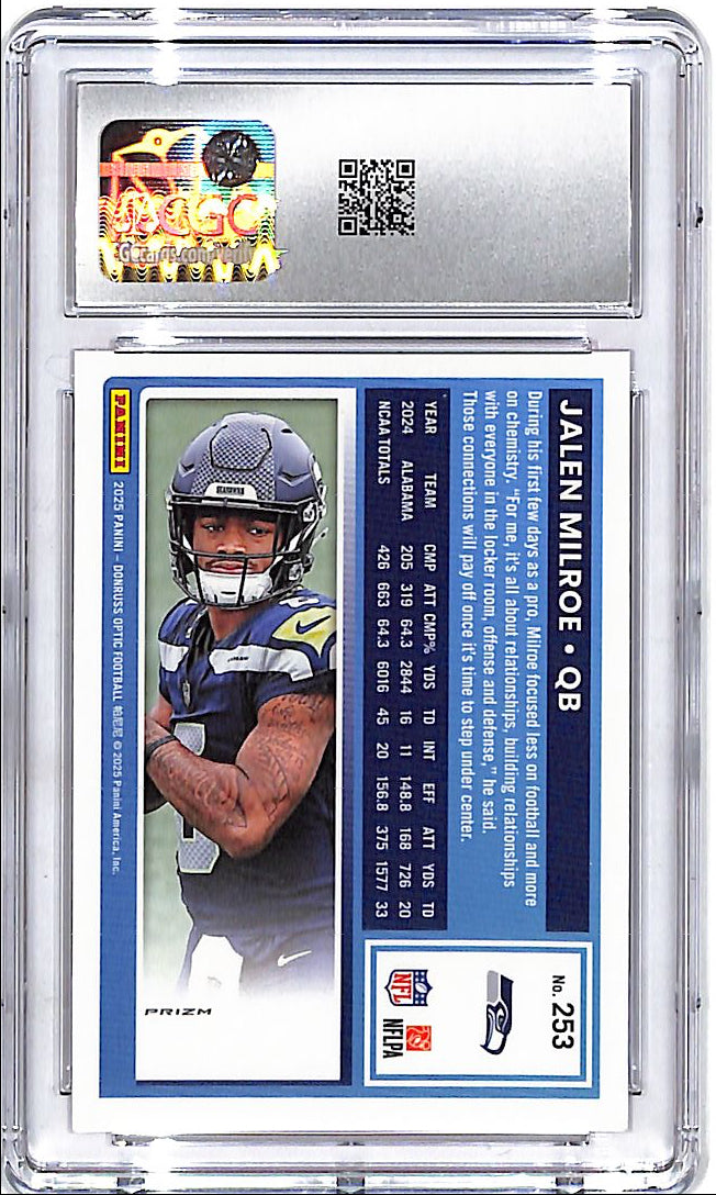2025 Donruss Optic Jalen Milroe Rated Rookie RC Red Mojo CGC 10 Seahawks
