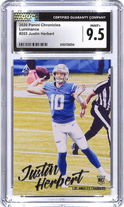 2020 Chronicles Justin Herbert Rookie RC Luminance #203 CGC 9.5 Chargers