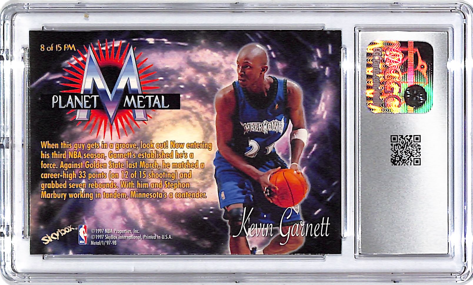 1997-98 Metal Universe Kevin Garnett Planet Metal CGC 9 Timberwolves