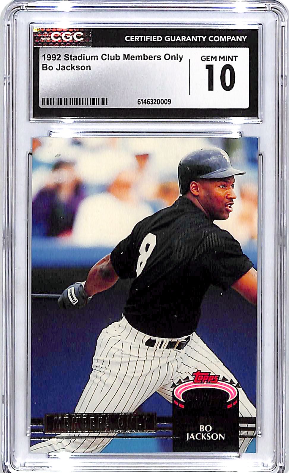 1992 Stadium Club Members Only Bo Jackson CGC 10 White Sox