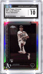 2025 Topps Chrome Jacob Wilson Rookie RC Sepia Refractor CGC 10 Athletics