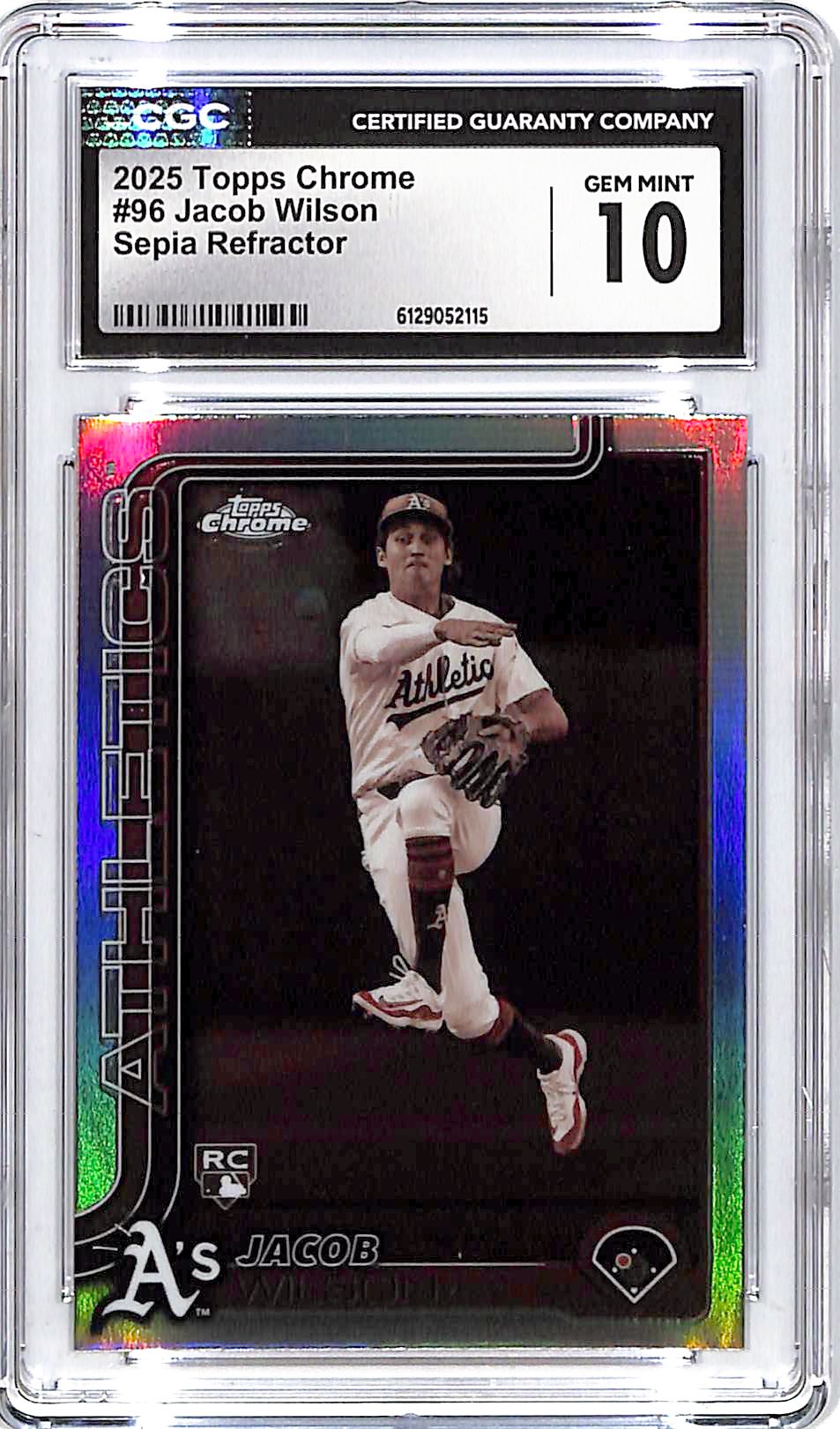 2025 Topps Chrome Jacob Wilson Rookie RC Sepia Refractor CGC 10 Athletics