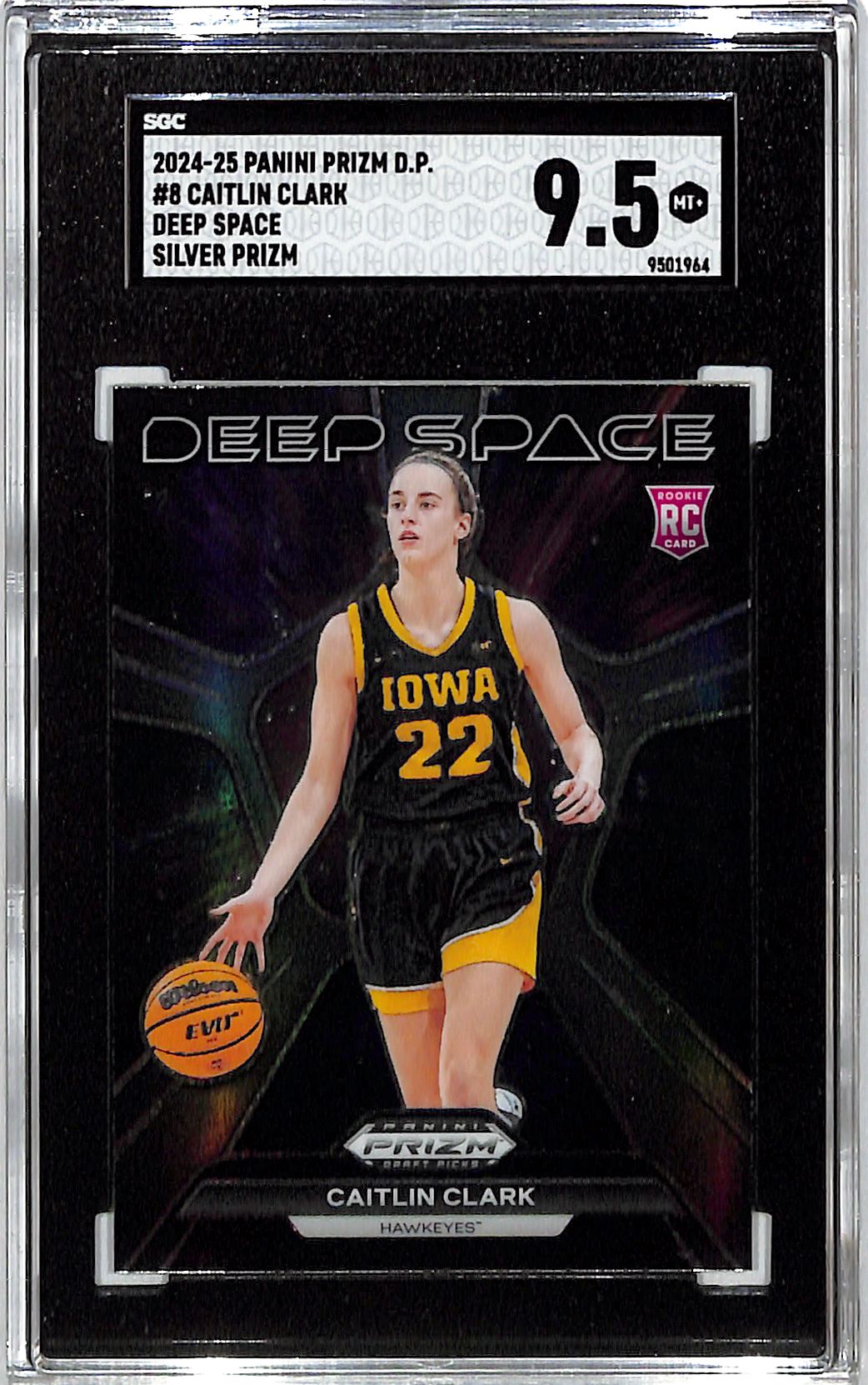 2024-25 Prizm Draft Picks Caitlin Clark Deep Space Silver Rookie RC SGC 9.5 Iowa