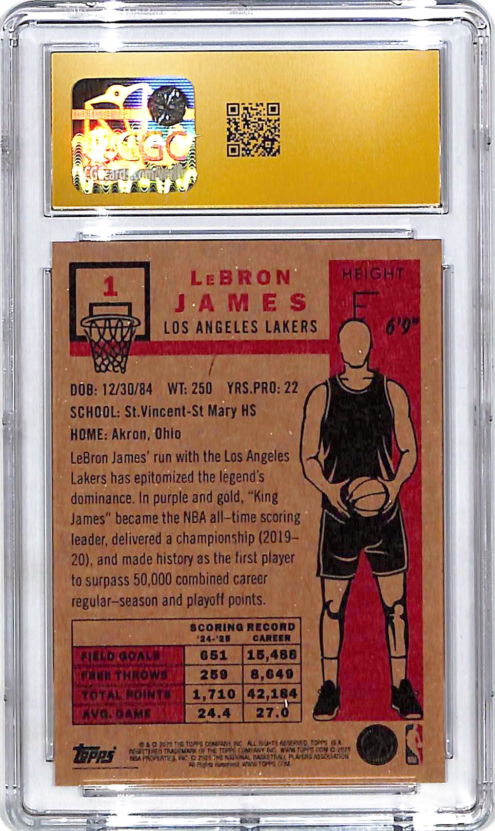 2025-26 Topps Living Set Lebron James #1 CGC 10 Pristine Lakers