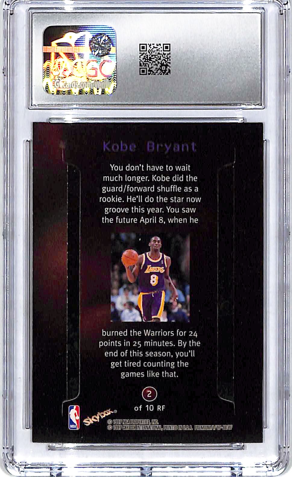 1997-98 Skybox Premium Kobe Bryant Rock N Fire CGC 8.5 Lakers