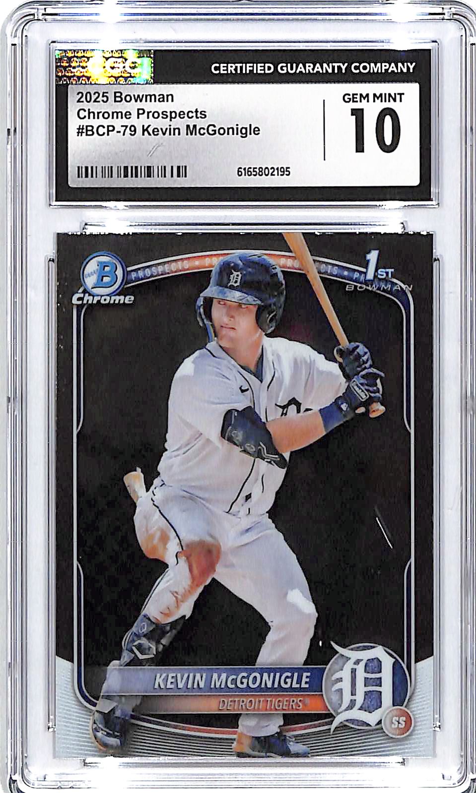 2025 Bowman Chrome Prospects Kevin McGonigle Rookie RC CGC 10 Tigers