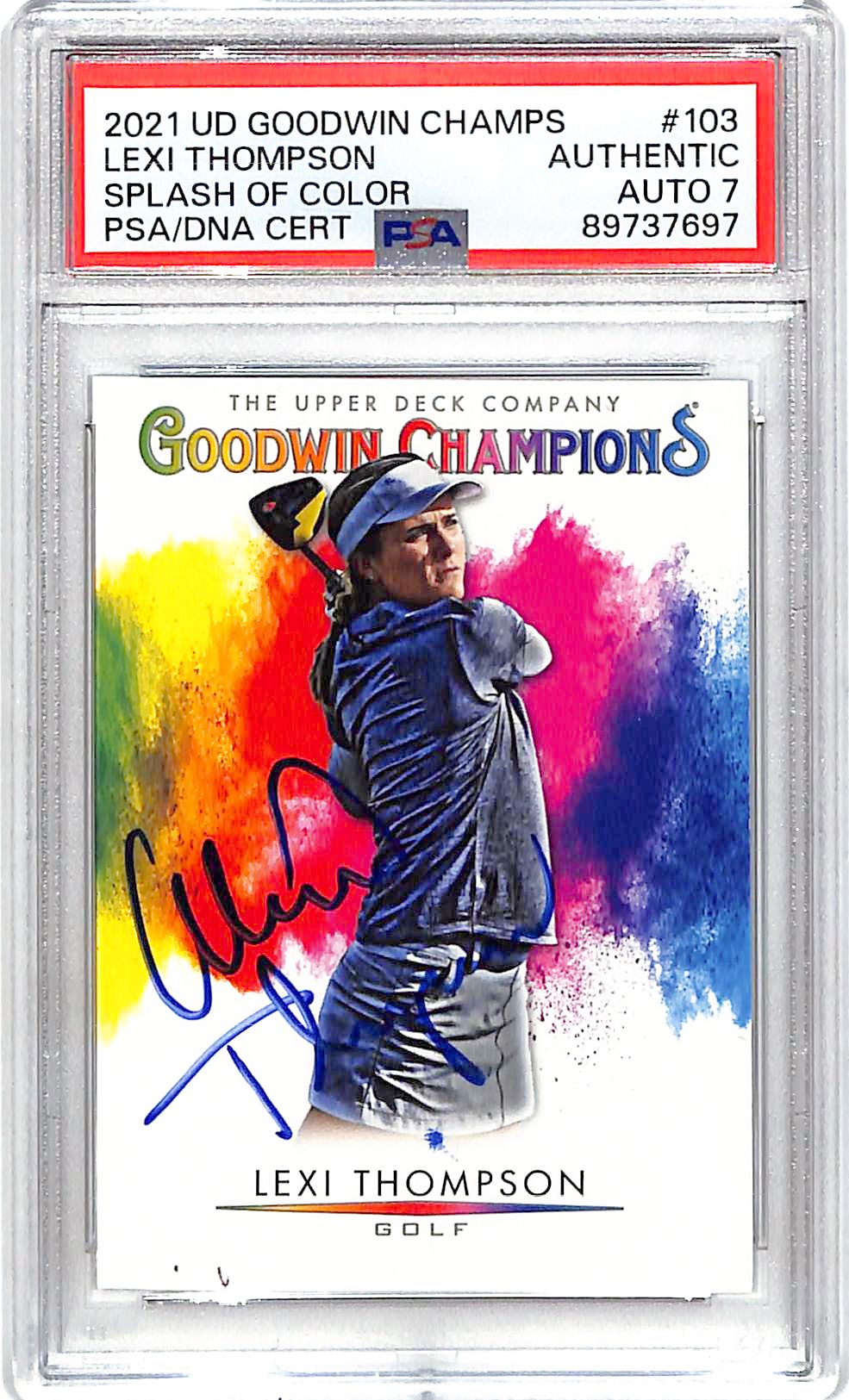 2021 Upper Deck Goodwin Champions Lexi Thompson Auto Autograph PSA DNA Authentic Splash of Color