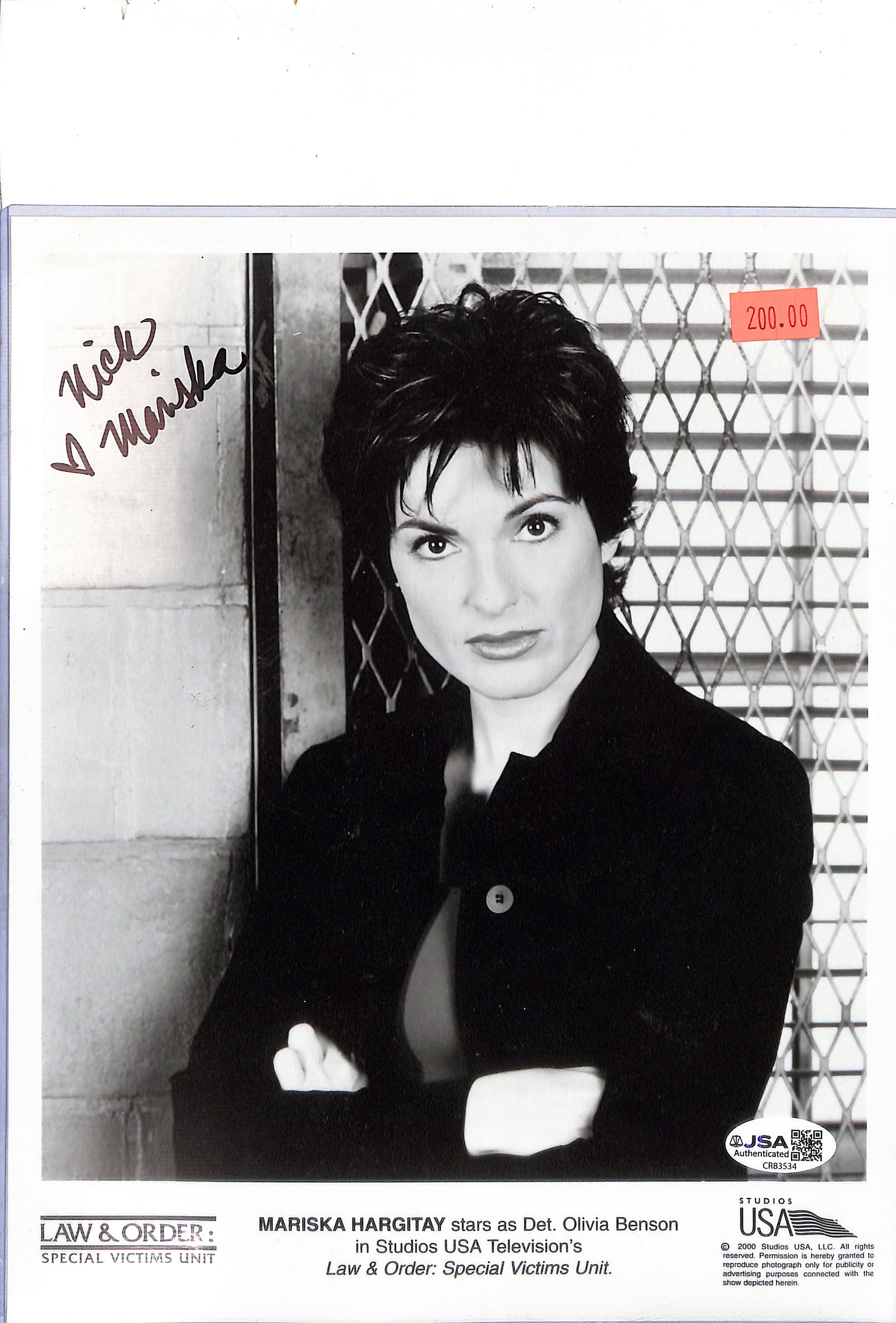 Mariska Hargitay Signed Auto Autograph JSA Authentic 8x10 Photo