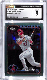 2024 Topps Chrome Mike Trout Aqua Refractor /199 CGC 9 Angels