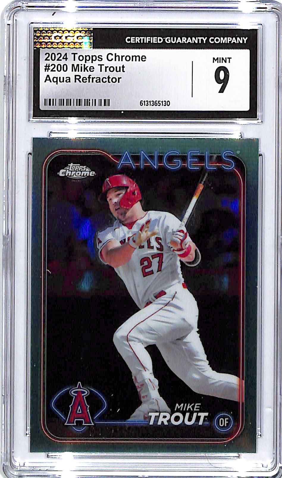 2024 Topps Chrome Mike Trout Aqua Refractor /199 CGC 9 Angels