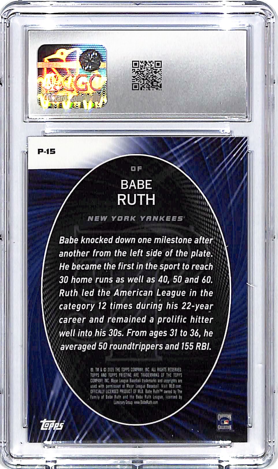 2025 Topps Pristine Babe Ruth Perseverance CGC 9.5 Yankees